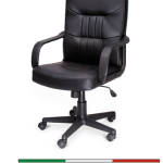 Poltrona presidenziale Denise in ecopelle nera