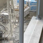 Piantana Intermedia per Pannello Parapetto Modulare in Vetro - cm h 105