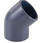 Raccordo Gomito a 45° in PVC Incollato Varie Misure Alta Pressione PN10/16 Confezione 5 pz