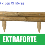 Bordura Steccato Rigida Extraforte Orizzontale per Aiuole Giardino in Legno di Pino- cm ø 8 x L95 XH16/35
