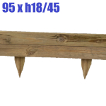 Bordura Steccato Rigida Extraforte Orizzontale per Aiuole Giardino in Legno di Pino- cm L95 XH18/45