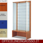 VETRINA IN CRISTALLO TEMPERATO (H.218) CON SCHIENALE DOGATO E  PANCA dimensioni( 104X46X h218) SERIE GLASS  PRODUZIONE ITALIANA