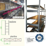 Scaffalatura industriale a ripiani lunghezza 3,60 metri , altezza 3,00 mt, profondità 60 cm  con 4 ripiani in altezza