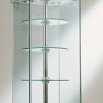 VETRINA DA BANCO  31x31x74 cm  CRISTALLI TEMPERATI CON RIPIANI GIREVOLI - FARETTI ALOGENI E  BASE A SPECCHIO   made in Italy