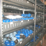 Scaffalatura per minuterie, completa, lunghezza 9 metri , altezza 2,00 mt, profondità 40 cm con 4 ripiani in altezza