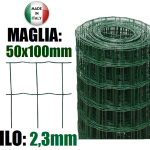 25mt-ROTOLO RETE METALLICA ZINCATA PLASTIFICATA  ELETTROSALDATA-MAGLIA: mm50x100  - H 175 cm