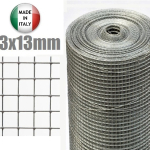 25mt-ROTOLO RETE METALLICA-MINI ZINCATA - MAGLIA:mm13X13 -FILO:mm1,4 -H 100 cm