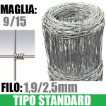 50mt- Rotolo Rete Metallica Pastorale Zincata - Tipo  Standard-a Maglia Annodata- H 120 cm