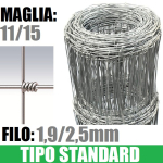 50mt- Rotolo Rete Metallica Pastorale Zincata-Tipo  Standard-a Maglia Annodata- H 140 cm