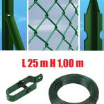 Recinzione Completa 25mt  Lineari Rete Metallica Plastificata (Rete h100 cm) (Maglia:mm50X50) con Paletti Posti nel Cemento