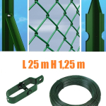 Recinzione Completa 25mt  Lineari Rete Metallica Plastificata (Rete h125 cm) (Maglia:mm50X50) con Paletti Posti nel Cemento