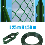 Recinzione Completa 25mt  Lineari Rete Metallica Plastificata (Rete h150 cm) (Maglia:mm50X50) con Paletti Posti nel Cemento