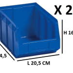 24 Contenitori in Plastica per Minuterie Sovrapponibili ''a Bocca di Lupo'' Dim. L20,5xH16,4xP34,5 cm