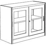 Sopralzo Metallico per Armadio con Porte a Vetri - 1/2 Ripiani 150x45x88h