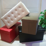 Pouff Pouf Contenitore in Pelle Sintetica Colori a Scelta 80X40X41 Trapuntato - ITALFROM®