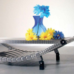 TAVOLO PORTA TV IN ACCIAIO INOX