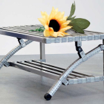 TAVOLO PORTA TV A SPICCHIO IN ACCIAIO INOX