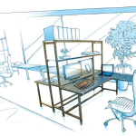 SCRIVANIA IN ACCIAIO INOX 1860x1030x1780