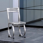 SEDIA CON GAMBE TONDE  IN ACCIAIO INOX