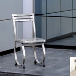 SEDIA CON GAMBE TONDE  IN ACCIAIO INOX  E  LEGNO