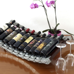 Espositore Portabottiglie di Vini da Banco in Acciaio Inox e Legno di Faggio