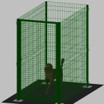 .Recinto-Box Modulare per Cani in Ferro Zincato e Verniciato Verde-con Pali a Tassellare - cm 200x100x172h