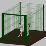 .Recinto-Box Modulare per Cani in Ferro Zincato e Verniciato Verde-con Pali a Interrare - cm 200x100x122h