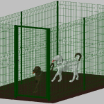 .Recinto-Box Modulare per Cani in Ferro Zincato e Verniciato Verde-con Pali a Interrare - cm 200x400x192h