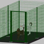.Recinto-Box Modulare per Cani in Ferro Zincato e Verniciato Verde-con Pali a Tassellare - cm 200x400x172h