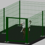 .Recinto-Box Modulare per Cani in Ferro Zincato e Verniciato Verde-con Pali a Tassellare - cm 200x400x142h