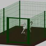 .Recinto-Box Modulare per Cani in Ferro Zincato e Verniciato Verde-con Pali a Interrare - cm 200x400x142h