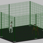 .Recinto-Box Modulare per Cani in Ferro Zincato e Verniciato Verde-con Pali a Tassellare - cm 400x400x192h