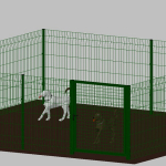 .Recinto-Box Modulare per Cani in Ferro Zincato e Verniciato Verde-con Pali a Interrare - cm 400x400x142h