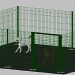 .Recinto-Box Modulare per Cani in Ferro Zincato e Verniciato Verde-con Pali a Tassellare - cm 400x400x142h