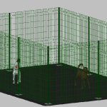 .Recinto-Box Modulare per Cani in Ferro Zincato e Verniciato Verde-con Pali a Tassellare - cm 600x400x192h