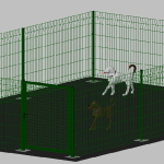 .Recinto-Box Modulare per Cani in Ferro Zincato e Verniciato Verde-con Pali a Tassellare - cm 600x400x142h