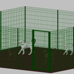 .Recinto-Box Modulare per Cani in Ferro Zincato e Verniciato Verde-con Pali a Interrare - cm 600x600x192h