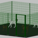 .Recinto-Box Modulare per Cani in Ferro Zincato e Verniciato Verde-con Pali a Tassellare - cm 600x600x172h