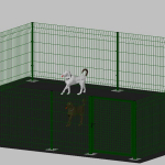 .Recinto-Box Modulare per Cani in Ferro Zincato e Verniciato Verde-con Pali a Tassellare - cm 600x600x142h