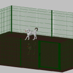.Recinto-Box Modulare per Cani in Ferro Zincato e Verniciato Verde-con Pali a Interrare - cm 600x600x122h