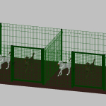 Recinto-Box Modulare per Cani in Ferro Zincato e Verniciato Verde-con Pali a Interrare - cm 200x200x102h(per 4 box)