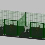 Recinto-Box Modulare per Cani in Ferro Zincato e Verniciato Verde-con Pali a Tassellare - cm 200x200x102h(per 4 box)