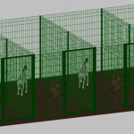 Recinto-Box Modulare per Cani in Ferro Zincato e Verniciato Verde-con Pali a Interrare - cm 200x400x172h(per 4 box)