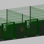 Recinto-Box Modulare per Cani in Ferro Zincato e Verniciato Verde-con Pali a Tassellare - cm 200x400x122h(per 4 box)