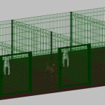 Recinto-Box Modualre per Cani in Ferro Zincato e Verniciato Verde-con Pali a Interrare - cm 200x400x102h(per 4 box)