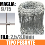 50mt-Rotolo Rete Metallica Pastorale Zincata -Tipo Pesante - a Maglia Annodata - H 120 cm