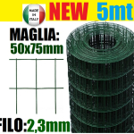 5mt- Rotolo Rete Metallica Zincata Plastificata  Elettrosaldata- Maglia: mm50x75 - H 175 cm