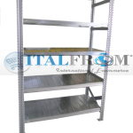 MODULO INIZIALE - scaffalatura da magazzino zincata H 250 cm , L 90 cm ,  PROF. 80 cm , con 5 ripiani , PORTATA OGNUNO 230 Kg