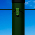 Paletto Tondo in Ferro Zincato e Plastificato Verde con Passafilo PVC (Diam: 38mm) (Altezza 200 cm)