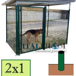 Box Recinto Modulare per Cani in Ferro Zincato Plastificato Verde-con Tetto in Lamiera e Pali ad Interrare - mt 2x1x1,8 h